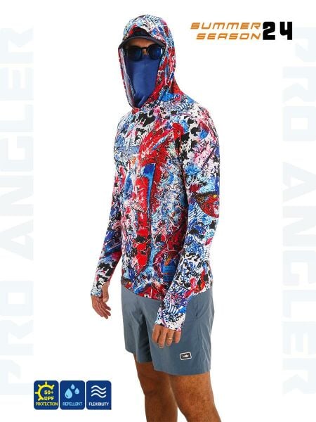 Fujin Pro Angler S24 BuffHoodie Makai Blue Red