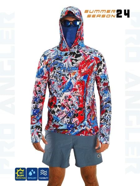 Fujin Pro Angler S24 BuffHoodie Makai Blue Red
