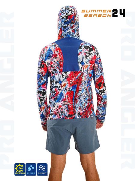 Fujin Pro Angler S24 BuffHoodie Makai Blue Red