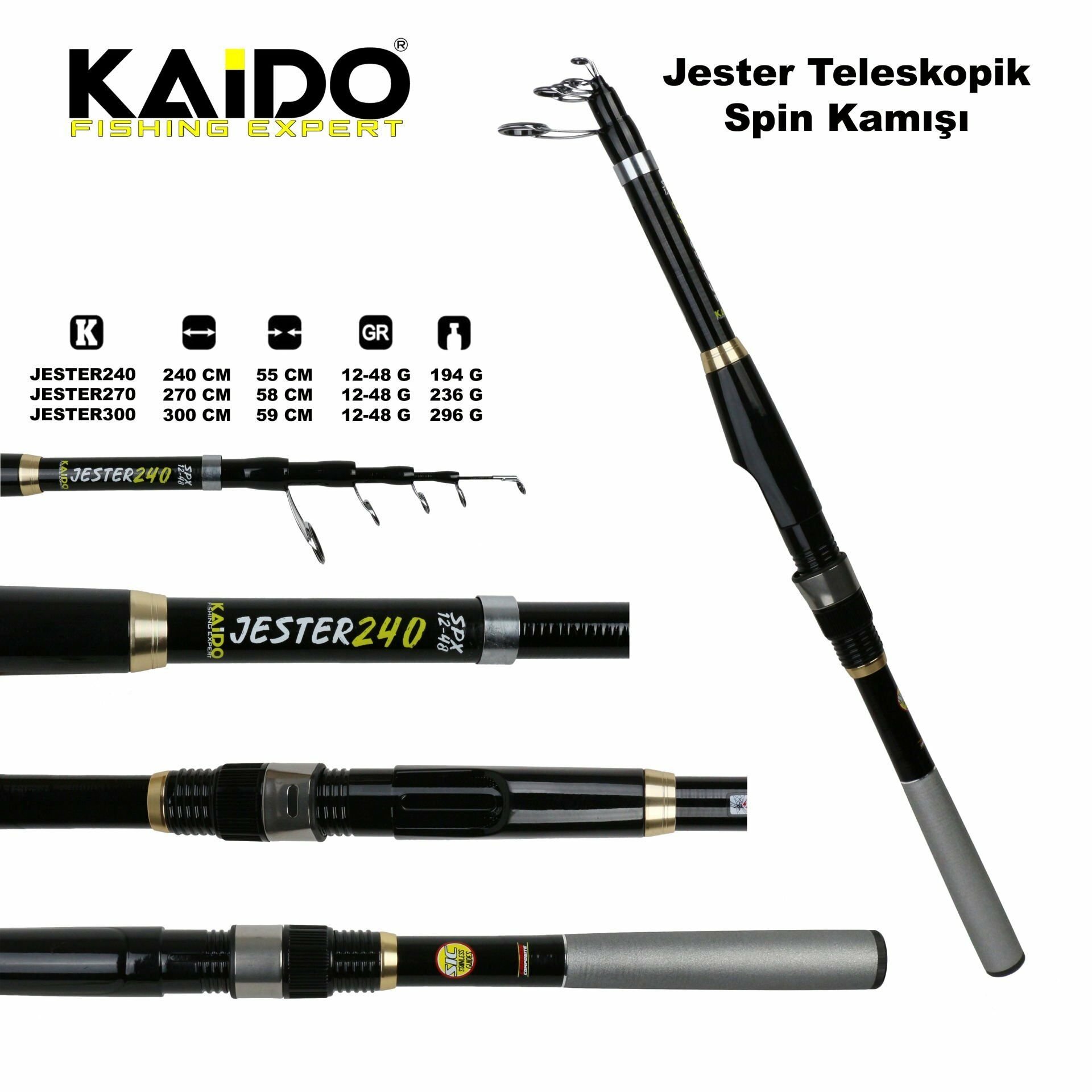 Jester Teleskopik Spin Kamışı 300 cm