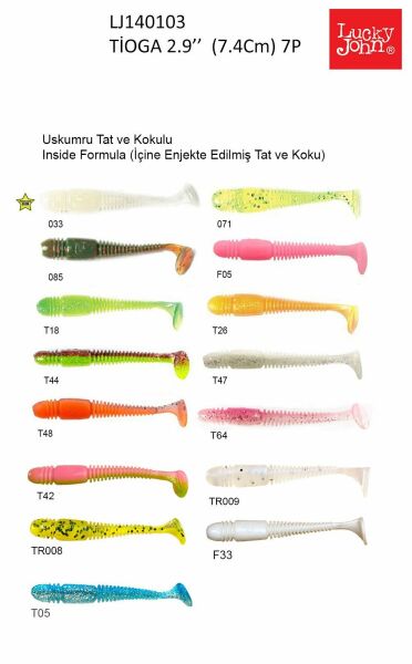 Lucky John Tioga 2.9'' (7.36 cm) 7P Silikon Yem T42