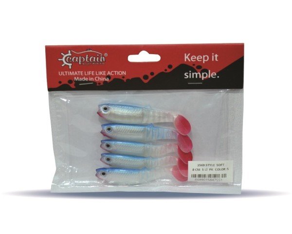 Captain 3569 Style Soft 8cm Levrek Silikonu 5'li Paket Suni Yem