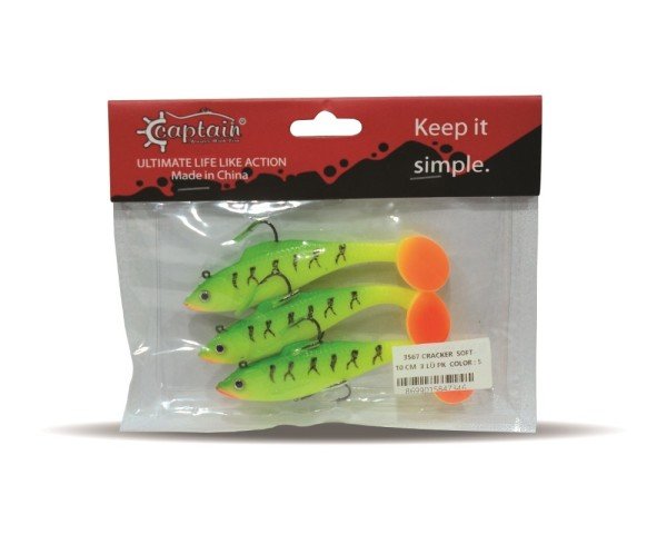 Captain 3567 Cracker Soft 10cm Levrek Turna Silikonu 3'lü Set Suni Balık