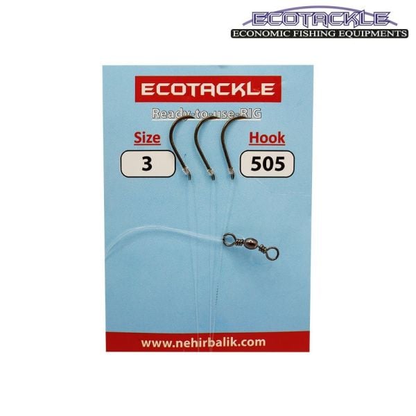 Ecotackle Fırdöndülü Yemli Takım 505 Bronz 3 İğne 100P 2
