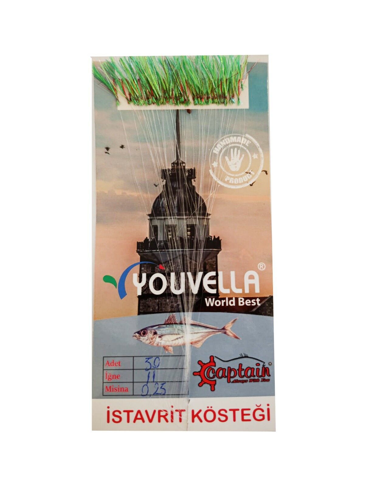 İstavrit Kösteği UV-GLOW Simli Youvella Kartonda 50 Kırmızı İğne 0.15mm Köstek