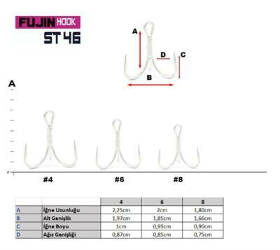 Fujin ST46 Üçlü Maket Balık İğnesi