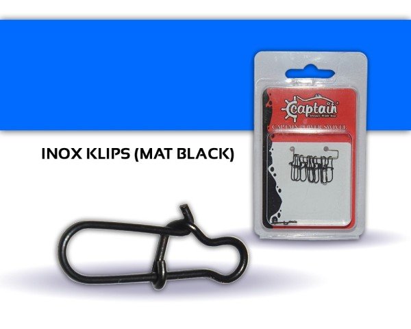 Captain 5016 Sahte Balık Klipsi Snap İnox 10'lu Paket Mat Black