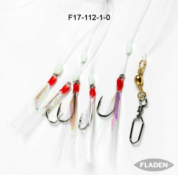 Feather rig flash white beads swivels