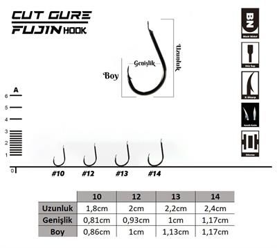 Fujin Cut Gure Deliksiz Düz Olta Kancası