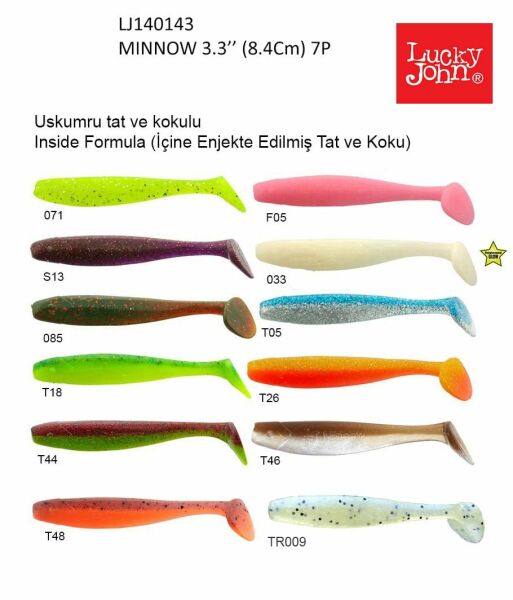 Lucky John Minnow 3.3'' (8.38 cm) 7P Silikon Yem TR009