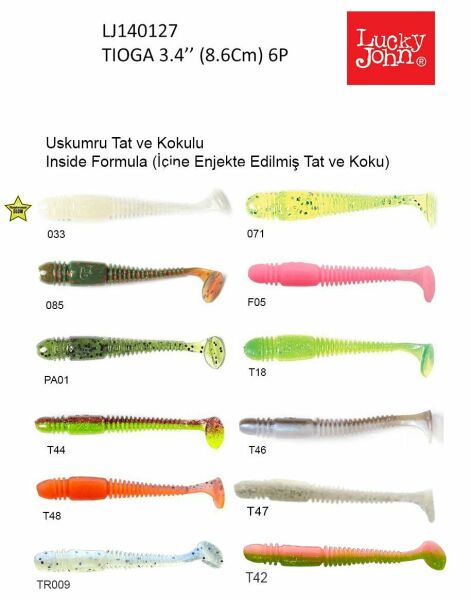 Lucky John Tioga 3.4'' (8.64 cm) 6P Silikon Yem T42