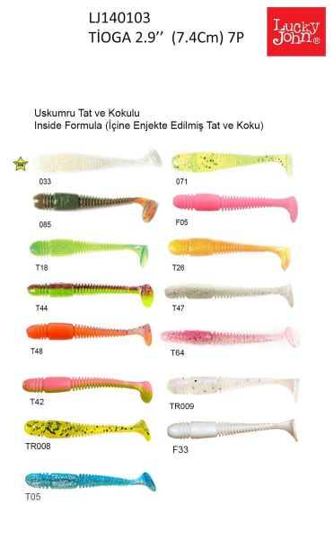 Lucky John Tioga 2.9'' (7.36 cm) 7P Silikon Yem T05