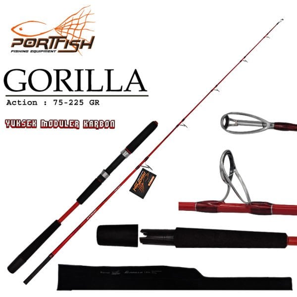 Portfish Gorilla Jig Kamışı 180 cm Tek Parça  75-225 gr 2 Parça