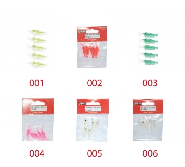 Captain 3050 Silikon Karides 4cm Suni Yem 5'li Paket