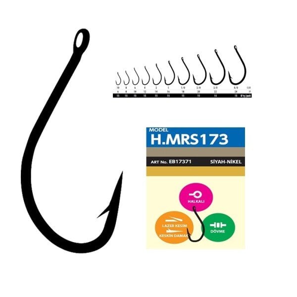 Hayabusa HMRS 173 Delikli Dövme Olta İğnesi 15'li Paket Black Nikel