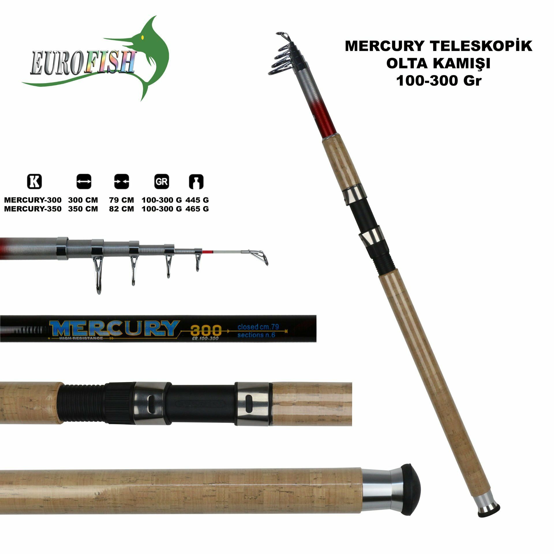 MERCURY KARBON OLTA KAMIŞI 100-300 GR 300 cm