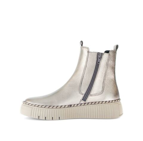 GABOR Best Fitting Kadın Lastikli Fermuarlı Kalın Tabanlı Bot 73.540 Bej Metalik Deri - 37.5