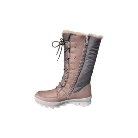LEGERO Novara Gore-Tex Kadın Bağcıklı Fermuarlı Uzun Kar Botu 2-009901 BEJ DERİ KUMAŞ - 42