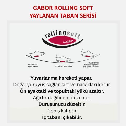 GABOR Geniş (G) Kalıp Rolling Soft Kadın Bağcıklı Fermuarlı Spor Ayakkabı 76.957