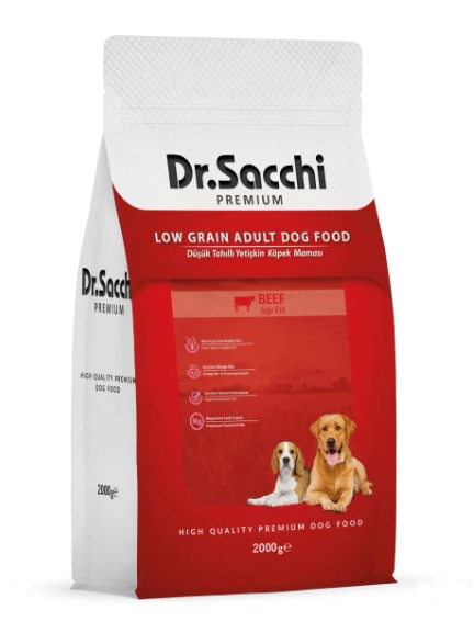 Dr.Sacchi Premium Sığır Etli Düşük Tahıllı Yetişkin Köpek Maması 2kg
