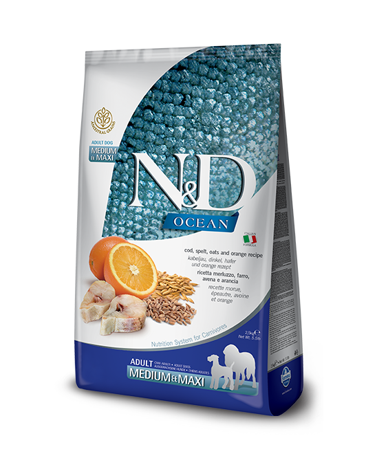 ND Ocean Düşük Tahıllı Balık-Portakallı Yetişkin Köpek Maması 2.5Kg