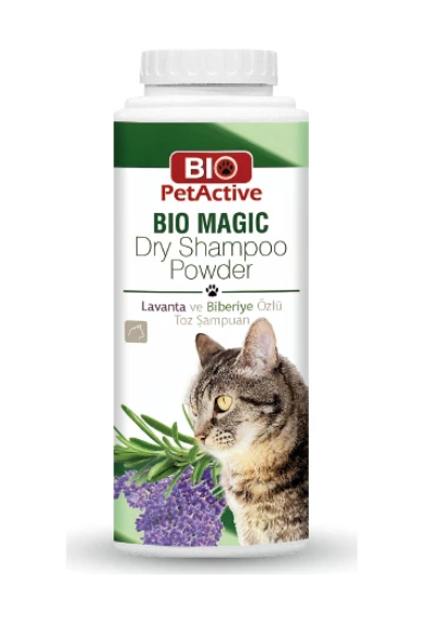 BİO PETACTİVE KEDİ TOZ ŞAMPUAN LAVANTA VE BİBERİYE ÖZLÜ 150 GR