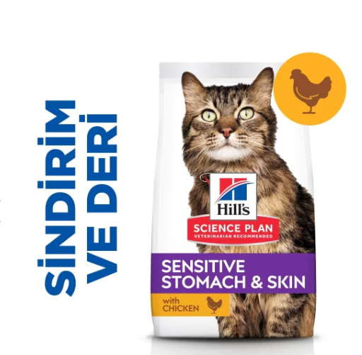 Hill's SCIENCE PLAN Sensitive Stomach & Skin Tavuklu Yetişkin Kedi Maması 1,5kg