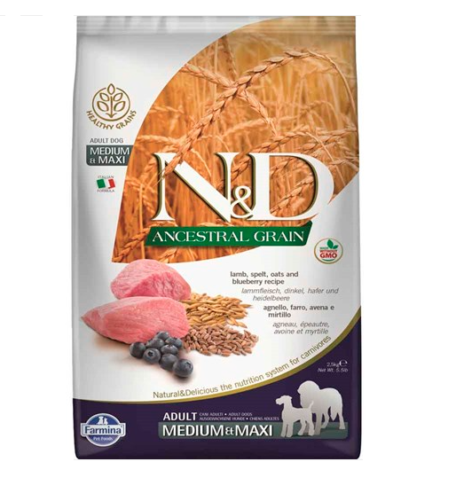 ND Düşük Tahıllı Kuzu Etli Yaban Mersinli Medium Maxi Yetişkin Köpek Maması 2.5 Kg