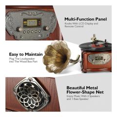 Record Master RMJ-209C Gramofon Pikap - Radyo-Bluetooth - USB