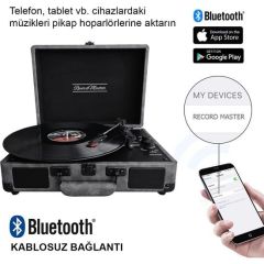 Record Master ST14012 Deri Gri Bluetooth ve Şarj
