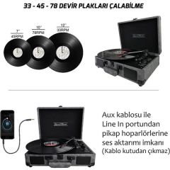 Record Master ST14012 Deri Gri Bluetooth ve Şarj
