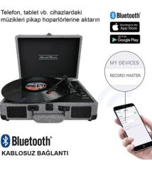 *ÜCRETSİZ KARGO Record Master ST14012 Retro Pikap Bluetooth ve Şarj Özellikli Özel Dış Kaplama Retro Pikap 33, 45, 78 Devir