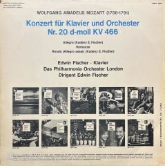 Edwin Fischer Mozart Klavierkonzert Nr.20 LP Plak