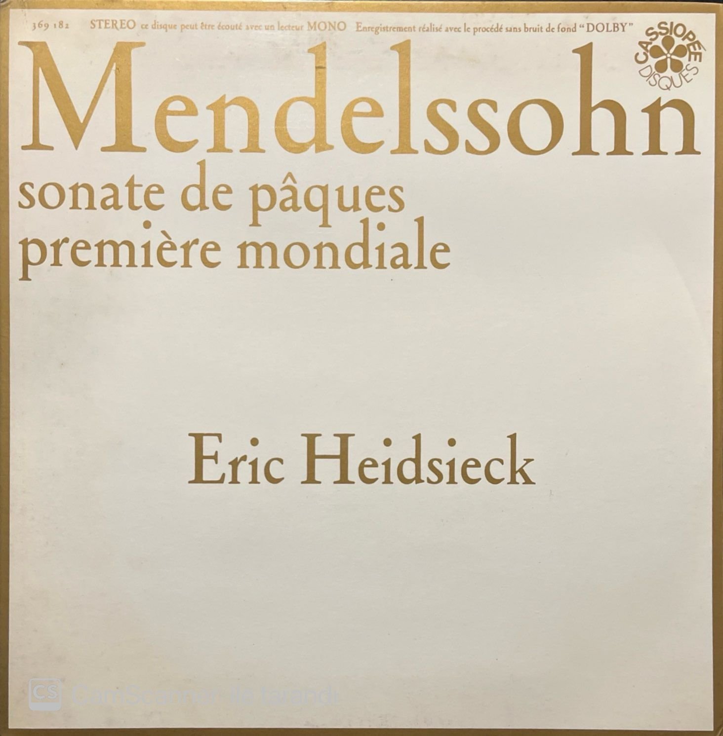 Eric Heidsieck Mendelssohn Sonate De Paques LP Plak