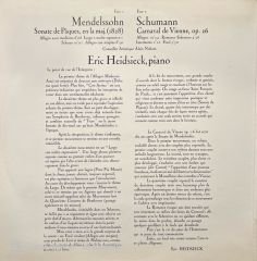 Eric Heidsieck Mendelssohn Sonate De Paques LP Plak