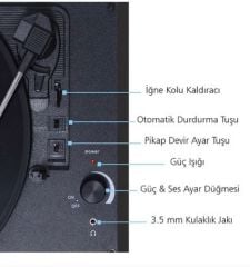 *ÜCRETSİZ KARGO Record Master T310CH Şarj Özellikli Pikap - 33, 45, 78 Devir T310CH- Siyah