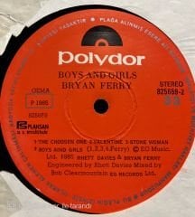 Bryan Ferry Boys And Girls LP Plak