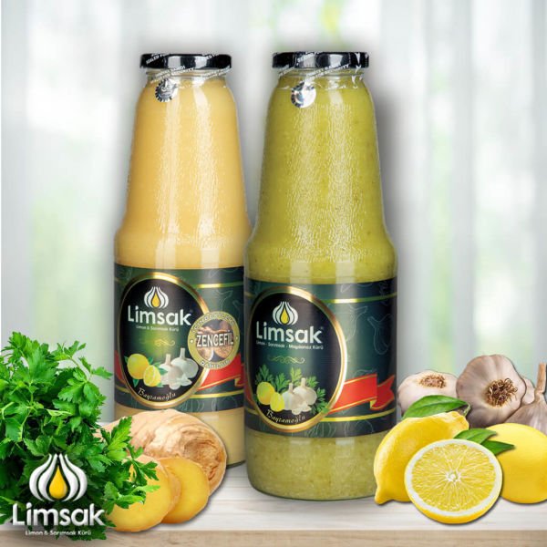 1 lt Maydanozlu + 1 lt Zencefilli Limon Sarımsak Kürü Cam Şişe