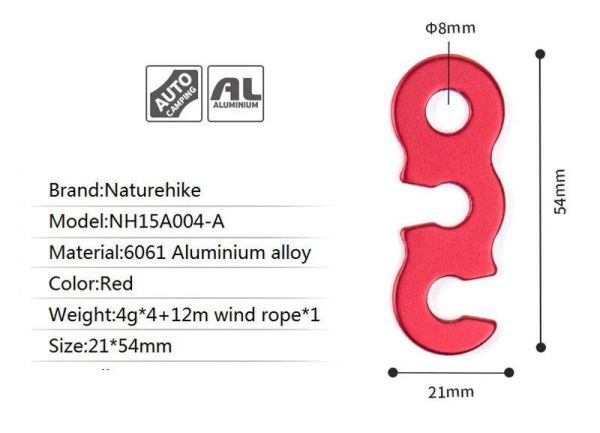 Naturehike 3 Delikli Tokalı 12 mt Kamp Çadırı Rüzgar Halatı