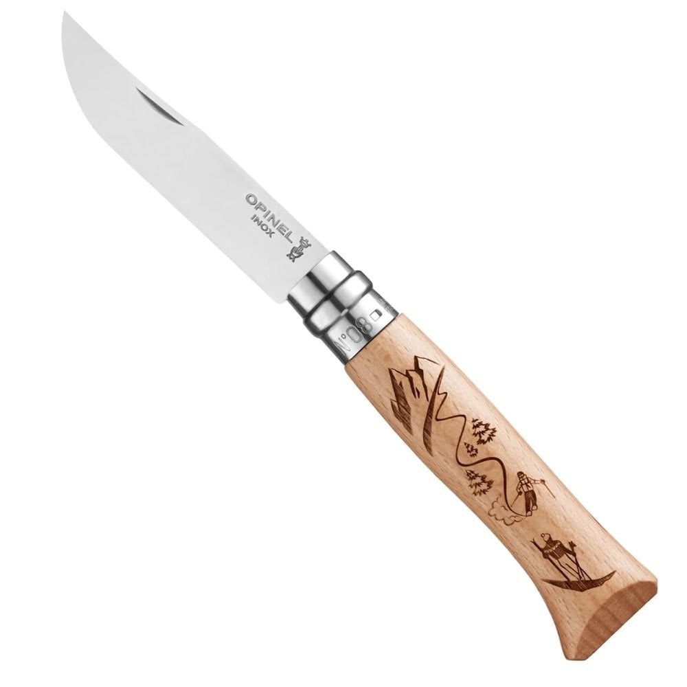 Opinel Inox No 08 Alpine Macera Kayağı Desenli Paslanmaz Çelik Çakı