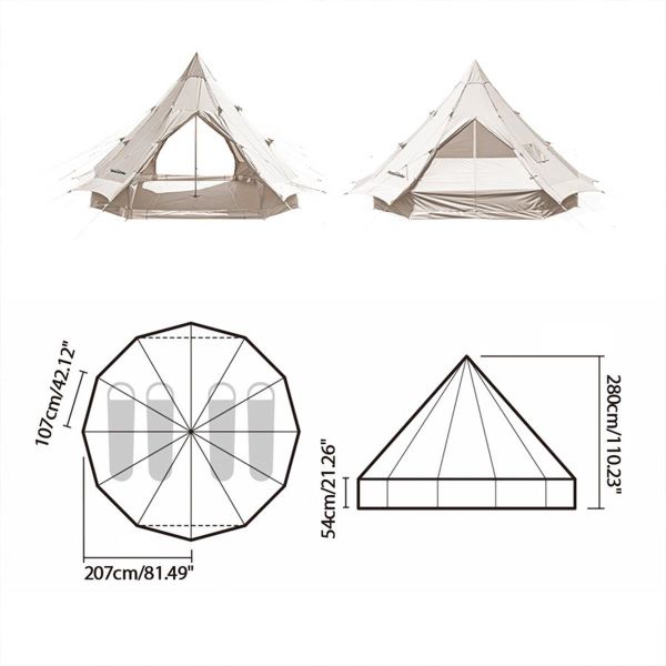 Naturehike Brighten 12.3 Lüks Piramit Pamuk Glamping Çadırı