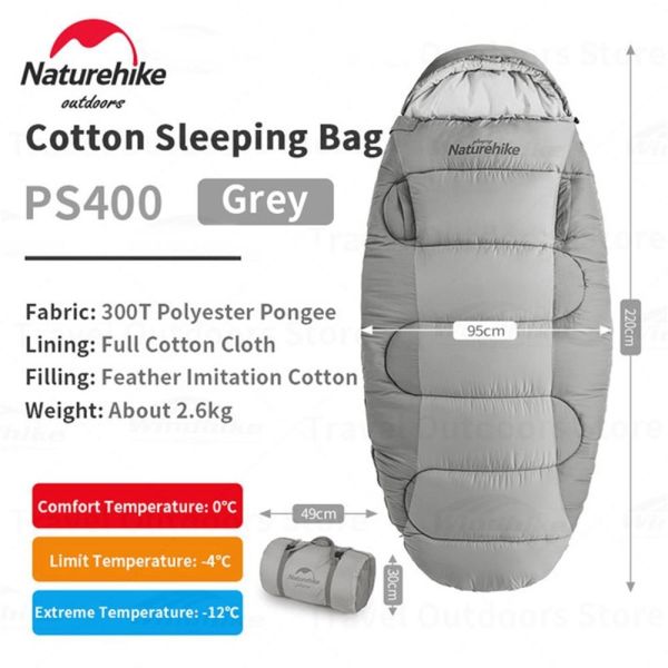 Naturehike PS400 Oval Ultralight Uyku Tulumu -12°C ( Cloudy Grey )