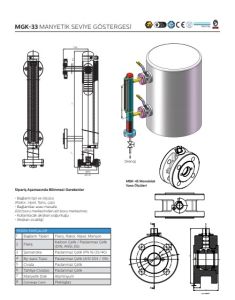 Ayvaz Manyetik Seviye Göstergesi / Kazan Tipi / MGK-33 635