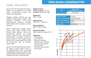 DN15 15,5 BAR  FLANŞLI  TERS KOVALI KONDESTOP