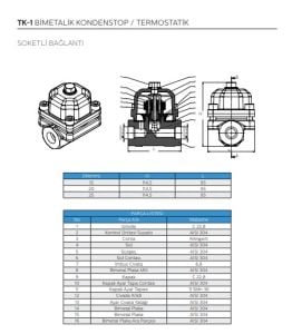 TK-1 DİŞLİ BİMETALİK KONDESTOP/TERMOSTATİK 1/2''