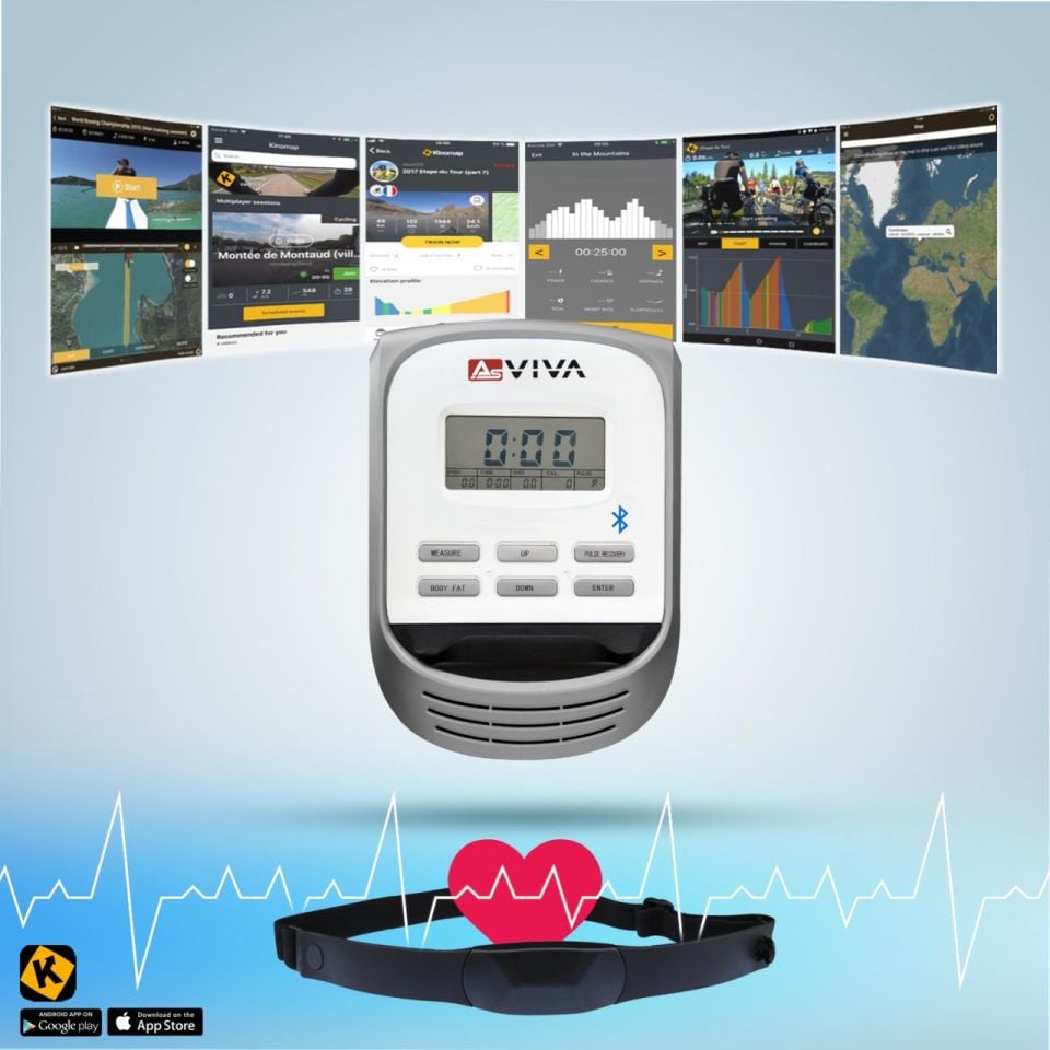 AsVIVA C16 Bluetooth Beyaz Çapraz Bisiklet & Egzersiz Bisikleti | Çok Fonksiyonlu Fitness Cihazı