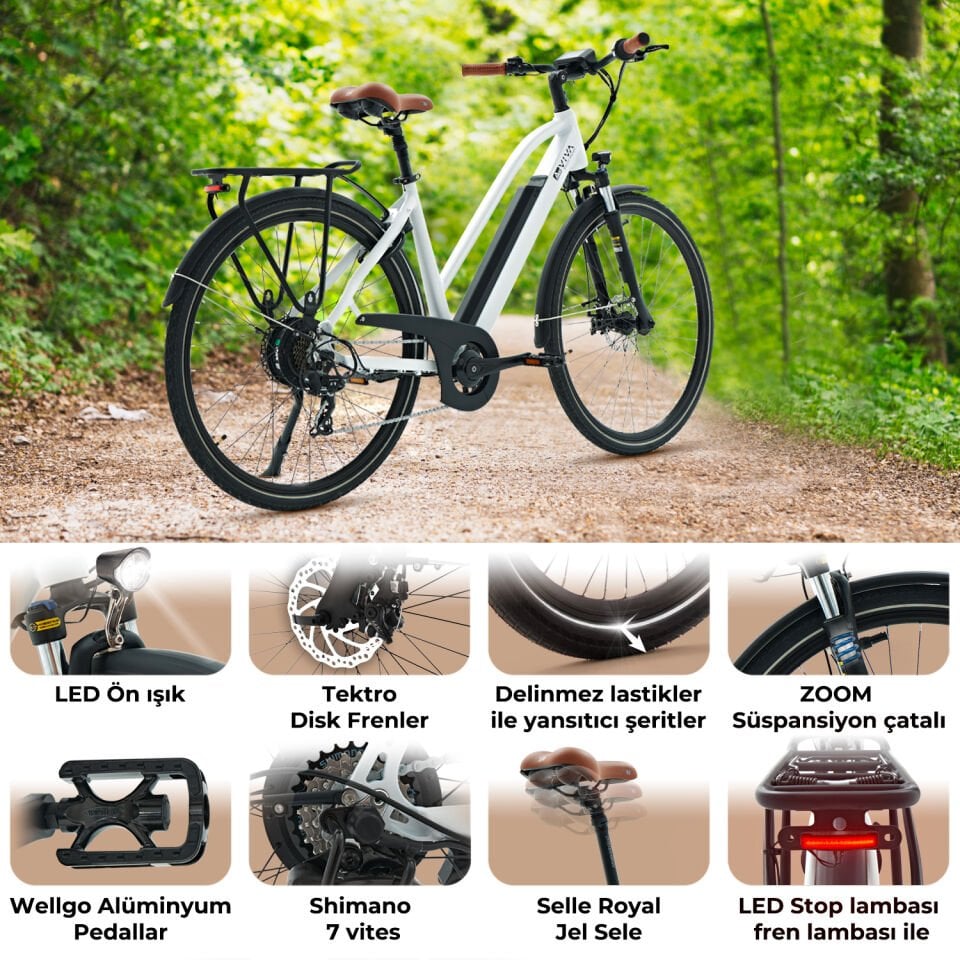 AsVIVA B15W 28'' Şehir Elektrikli Bisiklet – Konforlu ve Dayanıklı E-Bike