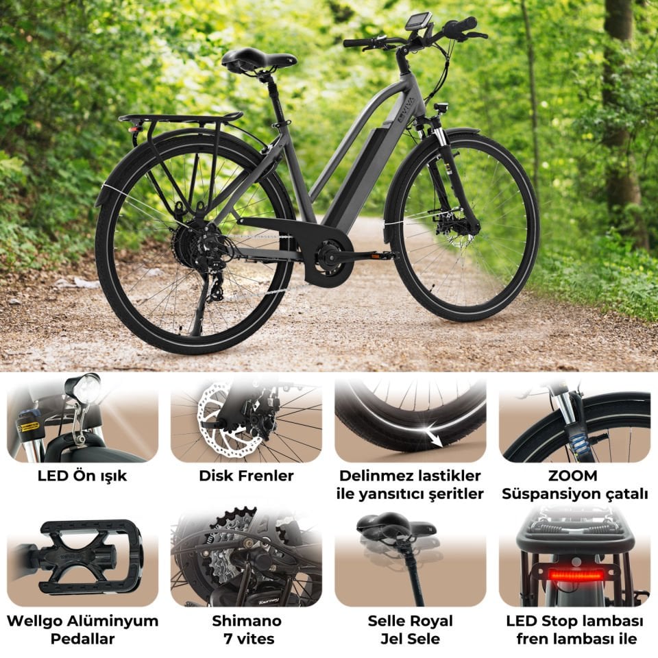 AsVIVA B15G 28'' Şehir Elektrikli Bisiklet – Konforlu ve Güçlü E-Bike