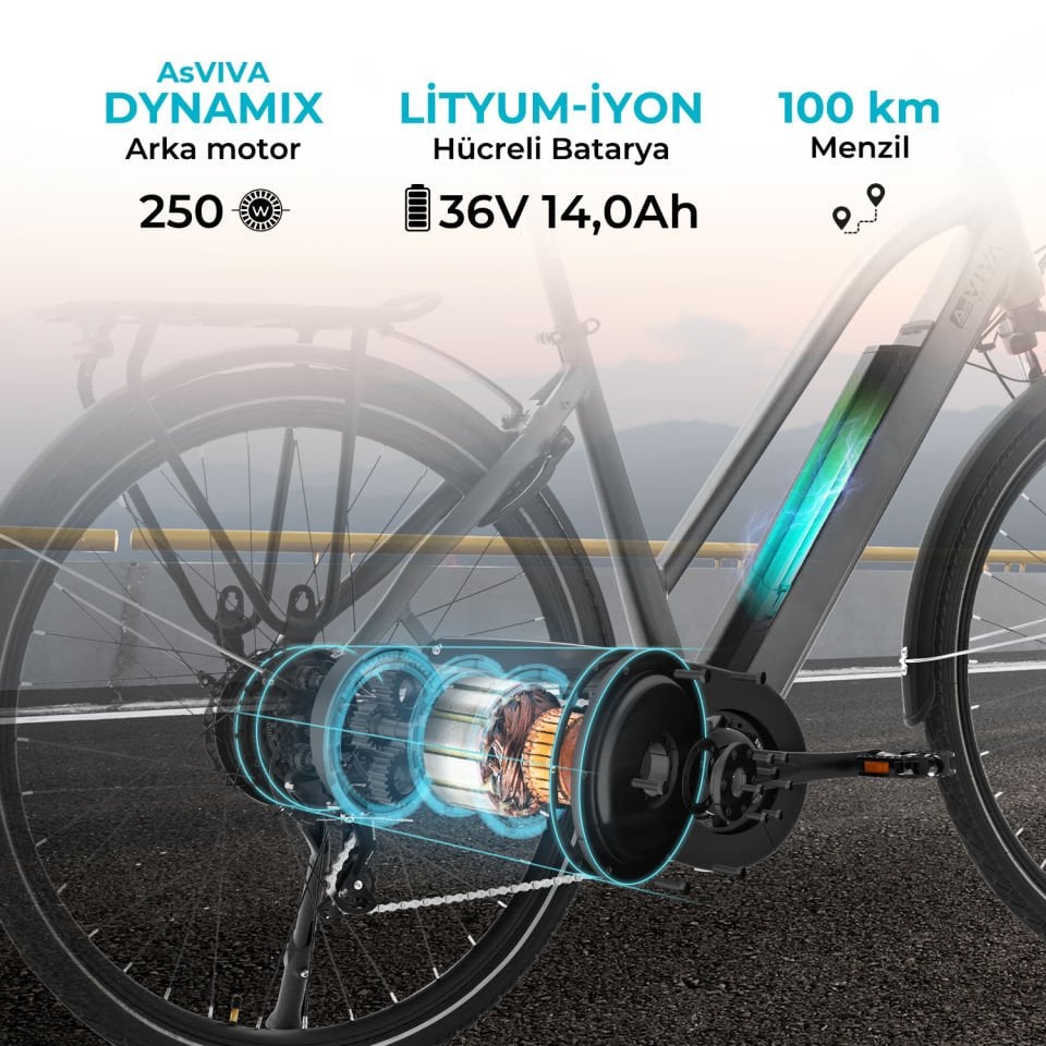 AsVIVA B15G 28'' Şehir Elektrikli Bisiklet – Konforlu ve Güçlü E-Bike