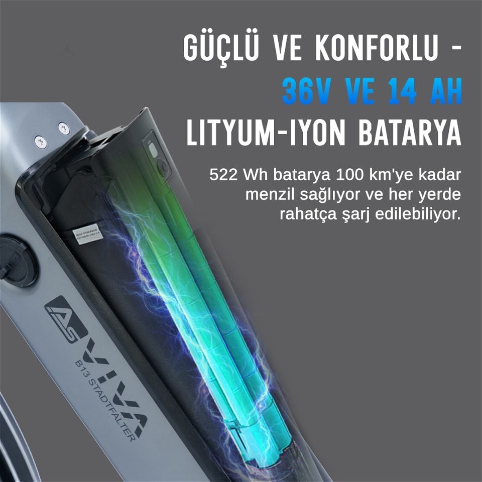 AsVIVA B14N 27,5'' Hollanda Orta Motorlu Elektrikli Bisiklet – NFC güvenlik sistemi ve Bluetooth bağlantı özelliği